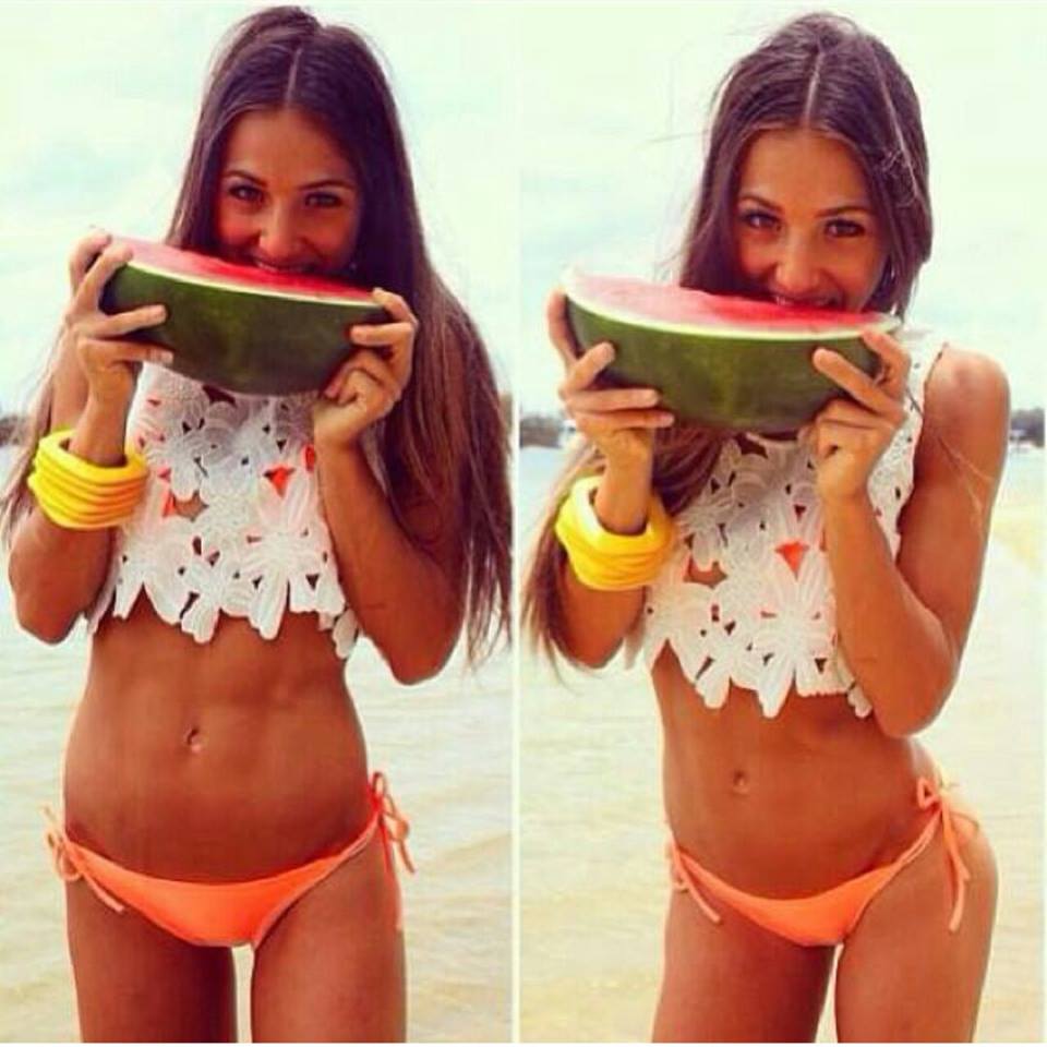 fit girl eating watermelon