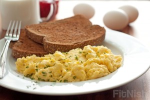 scrambled eggs and rye toast