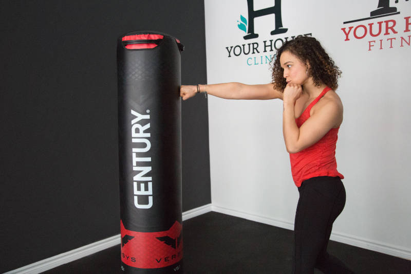 girl punching bag