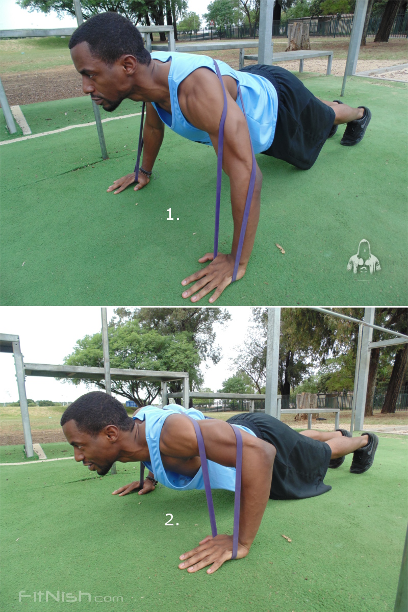 how to do band assisted chest push ups