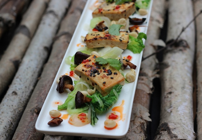 Grilled Tofu with BBQ Glaze And Stir-Fried Cabbage Recipe