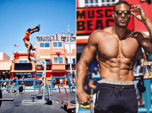 Ike Catcher Who Is A 6'9" ft Tall Calisthenic Bodybuilder Takes Us Through A Muscle Beach Workout!