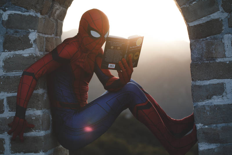 spider man reading relax