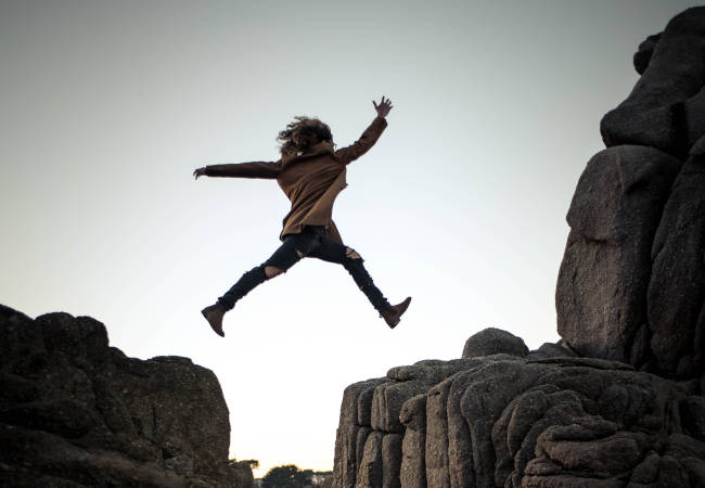 lady jumping face fears