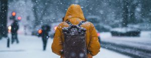 winter snow college backpack